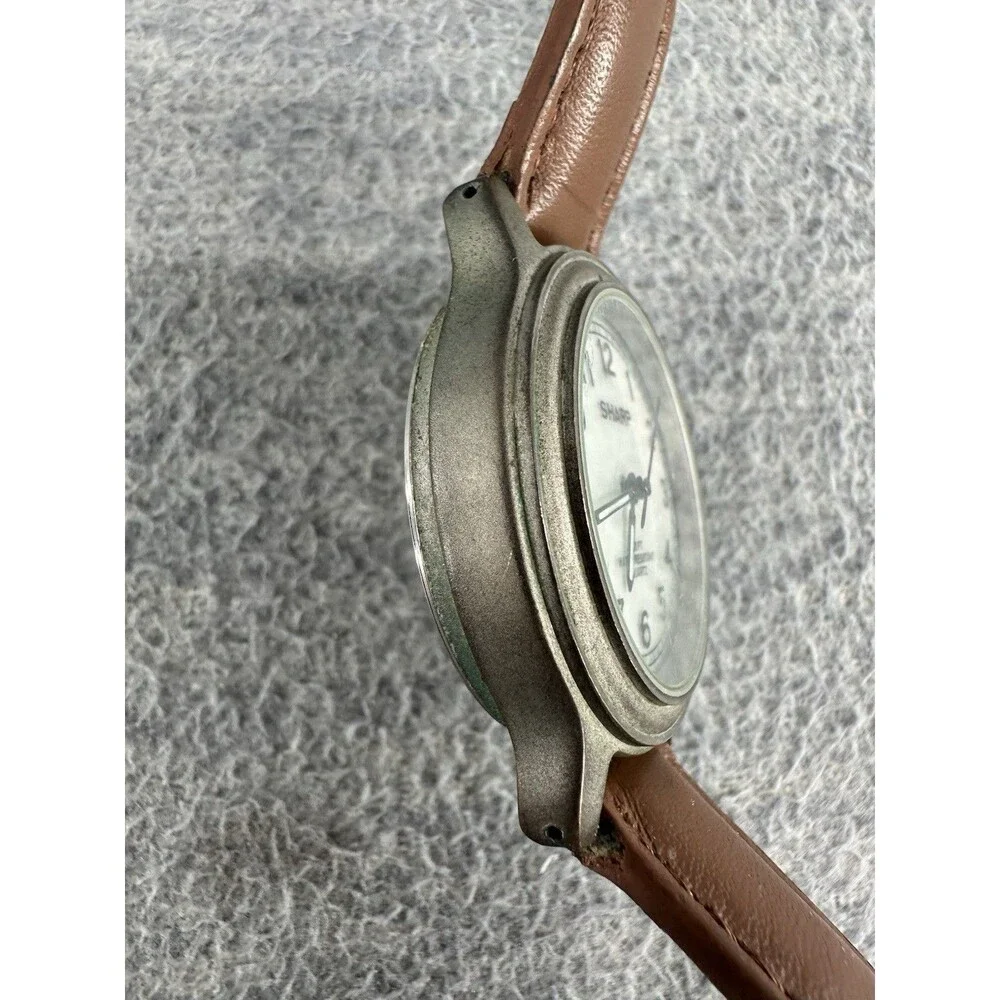 SHARP SHP5721 Silver Tone Brown Leather Band AS